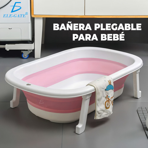 Bañera Plegable Antideslizante Tina De Baño Para Bebés 75 Cm Color Rosa Lisa Ele-Gate