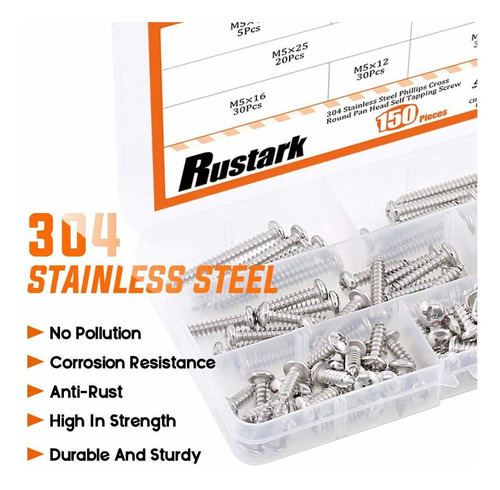 Rustark 150-pcs # 10 3/8 A 1-3 / 4  Tornillos 304 Redond