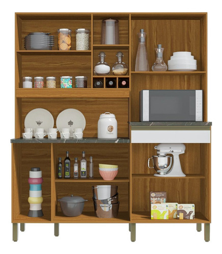 Cozinha Compacta Com 9 Portas 1 Gaveta E Espaço Para Wt