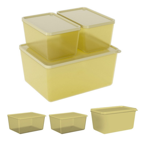 Conjunto De Potes Organizador Basic 3 Pçs 99284 Coza Cor Amarelo