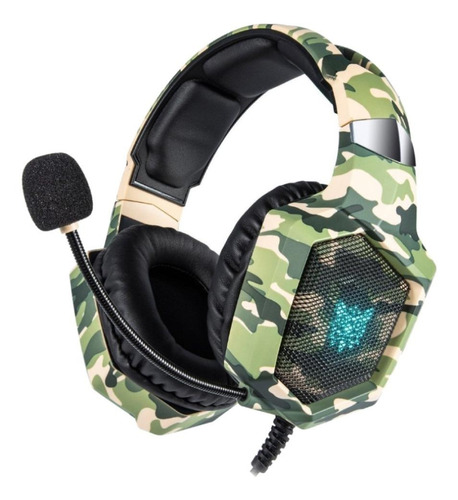 Audífonos gamer Onikuma K8 camouflage green y rgb light