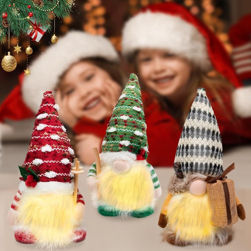 Gnomos De Navidad Con Luz Decoración De Mesa De Navidad