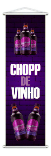 Banner Chopp De Vinho Garrafas Bebidas Lona 100x30cm