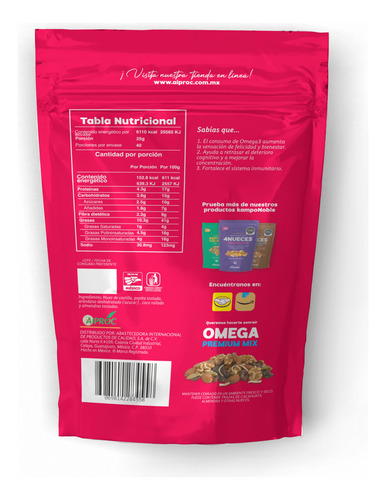 Trail Mix Omega 1kg Nuez Castilla Pepita Almendra Arándano