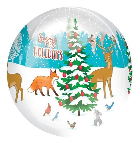 Globo Orbz Fiestas Navidad Nieve Pinos Y Animales Woodland