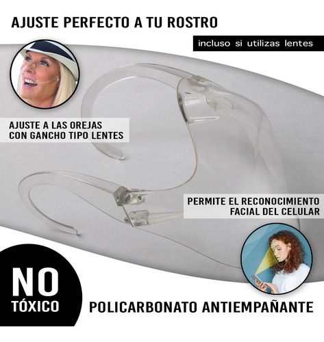 Imagen 2 de 10 de Cubrebocas Transparente Acrílico/policarbonato Antiempañante