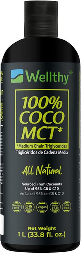 Wellthy Mct Oil Aceite Mct Hasta 95% De C8 Y C10 1l