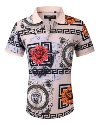 Playera Para Hombre Marca Pavini Original Dp02 Beige Meses sin