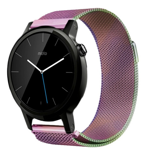 Correa Malla Milanese Para Moto 360 2da Gen 46 Mm + Mica