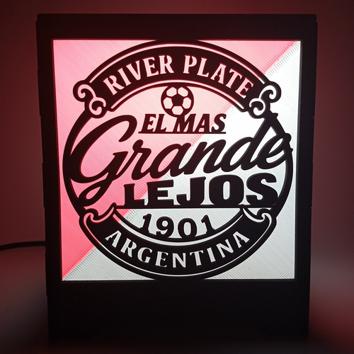 Velador Club Atlético River Plate Decoración Regalo Único Negro Rojo Y Blanco