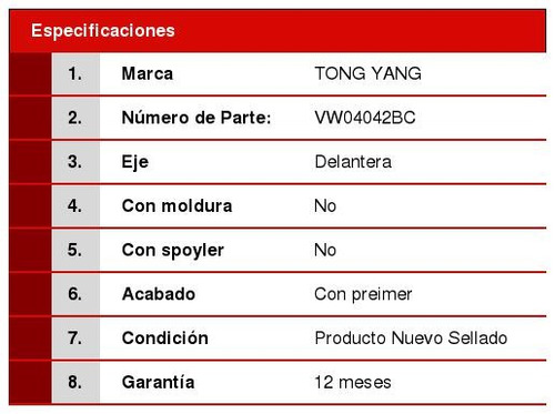 1 Defensa Delantera De Calidad Jetta 99/07