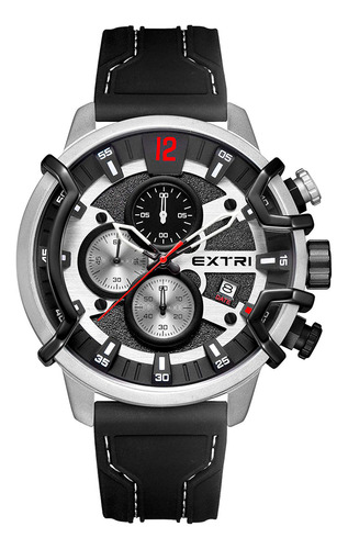 Relógio Masculino Quartzo De Luxo Multi-função Prova D´água Cor da Correa Preto e Prata