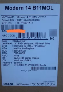 Laptop Msi Modern 14 B11mol