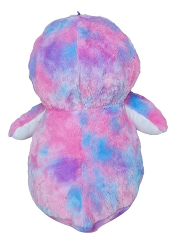 Peluche Pingüino Textura Sueve Multicolor Con Brillo 60cm
