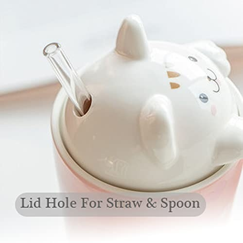 Imagen 5 de 9 de Un Mug Taza Tazón Gatito Kawaii Con Bombilla