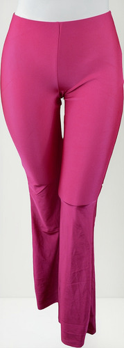 Pantalón Mujer Acampanado Tiro Alto En Lycra Fucsia Moda