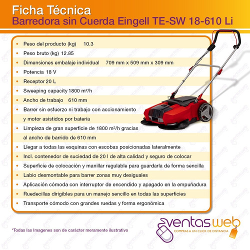 Barredora Inalambrica 18v Ciclonica Profesional Einhell Sola