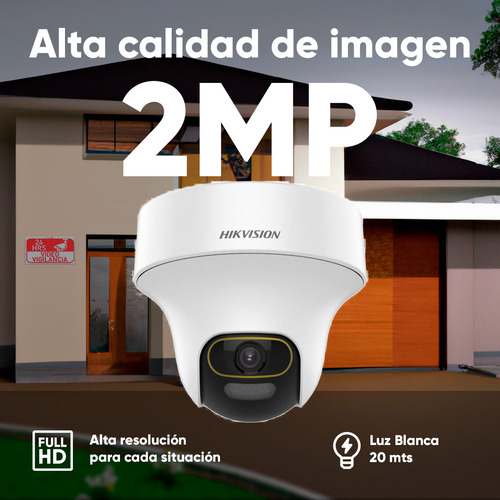 Hikvision Kit De 4 Cámaras De Seguridad Ptz Con Micrófono Integrado Domo Pt 2mp Imagen A Color 24/7 Para Uso En Interior + Dvr 8mp 4 Canales Turbohd + 4 Canales Ip + 2tb Hdd Ids2ce70df3t-plus+2tb