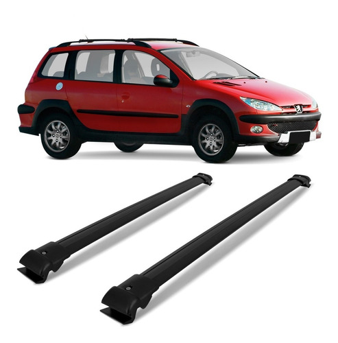 Rack De Teto Travessa Peugeot Sw 206 207 Preta 2 Peças Larga Projecar