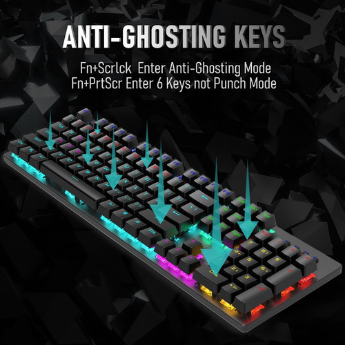 Imagen 6 de 7 de Teclado Mecanico Gaming Gamer Iluminacion Led Cambio Teclas