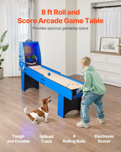 Mesa De Juego Arcade Roll & Score 8ft Marcador Led 4 Bolas