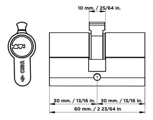 Cilindro Cisa M6 Llaves De Seguridad 60mm