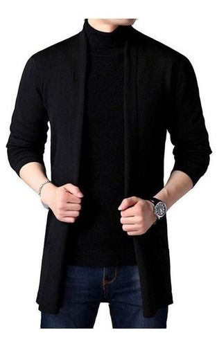 Saco Sueter Cardigan Casual Largo Abierto For Hombre