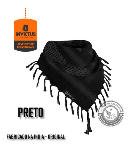 Shemagh Lenço Árabe Tático Allblack Gun 100% Algodão Indiano
