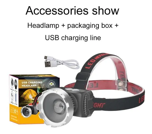 Linterna Led Minero Cabeza Cintillo Usb Recarga Xhp50