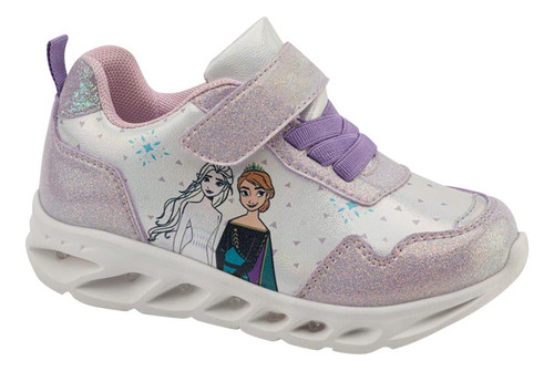 Tenis Luces Frozen Lila Para Niña 5010