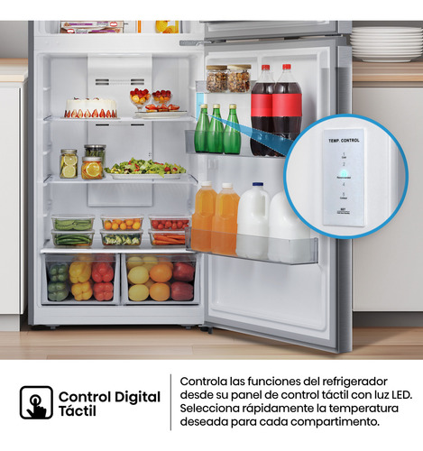 Hisense RT19N6ACX-Refrigerador Top mount,19 pies cúbicos,Control digital táctil,Total No Frost,Puerta reversible,75x79x169cm(AnchoxLargoxAlto),Gris