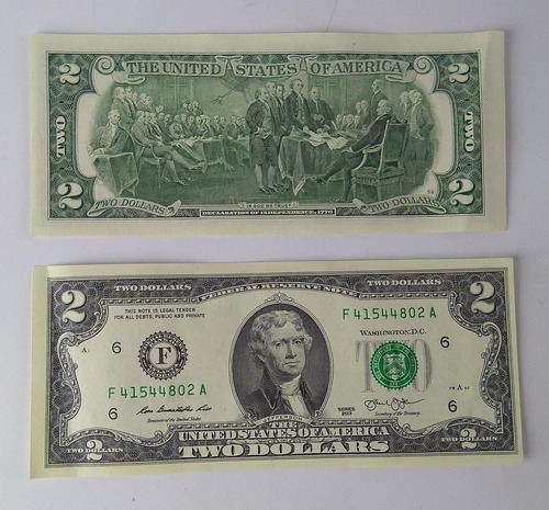 Antigo Par Notas Cedulas 2 Dólares Americanos 15111 Rrdeco (Usado)