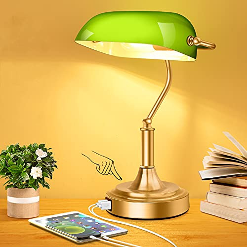 Lámpara De Banquero Con 2 Puertos Usb Lámpara De Escritorio