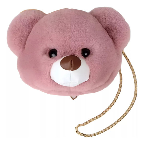 Bolsa Cabeza De Oso Bandolera Crossbody Afelpada Con Cadena
