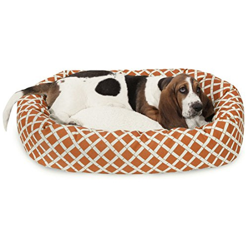 Cama Para Perro De Bagel Sherpa De Bambú Naranja Quemado De