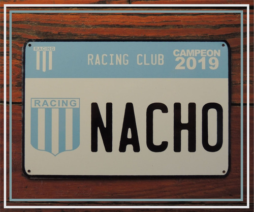 Chapa Patente Moto 15x20 Racing Club C/ Nombre A Elección