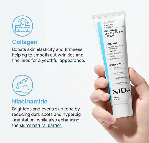 Nida Moisturizing Cream Crema Facial Coreana 100ml Original! Todo Tipo De Piel Día/noche