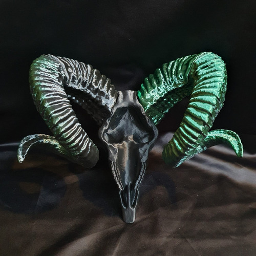 Cabeça De Bode Caveira Skull Crânio Esquelet Baphomet Geek3d Verde-escuro
