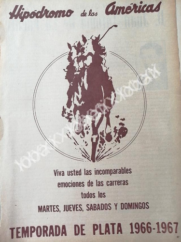 Cartel Retro Hipodromo De Las Americas 1966 /423