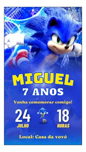 Convite Digital Personalizado Aniversário - Super Sonic