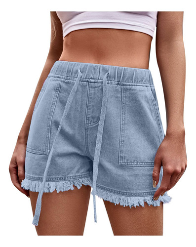Pantalones Vaqueros De Mezclilla Con Bolsillo Liso De Verano