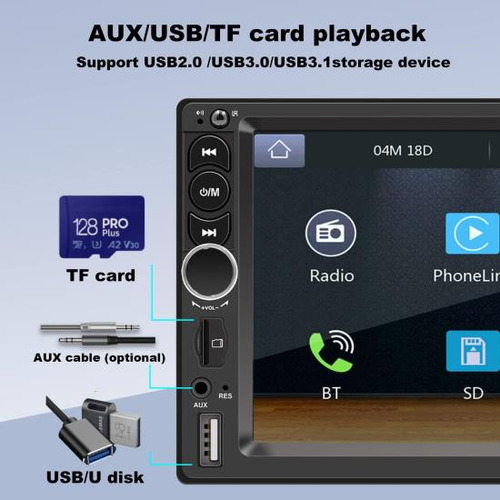 Estéreo De Carro De 7 Dín Duplo Embutido, Bluetooth 5.1 C