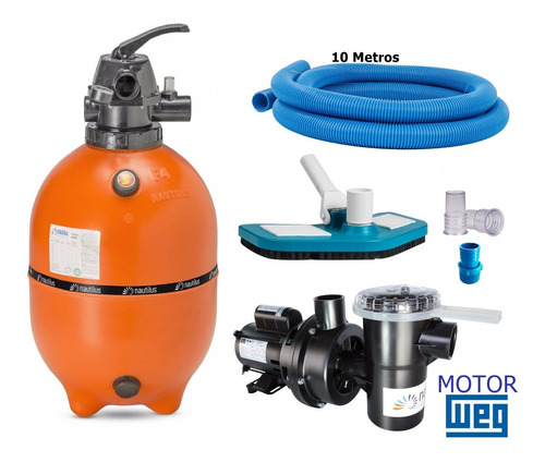 Imagem 1 de 8 de Filtro Piscina F450p Moto Bomba 1/2cv Piscinas 52 Mil Litros