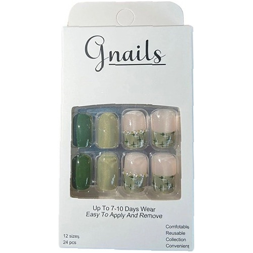 Uñas Postizas - Gnails - Modelo Green Stars