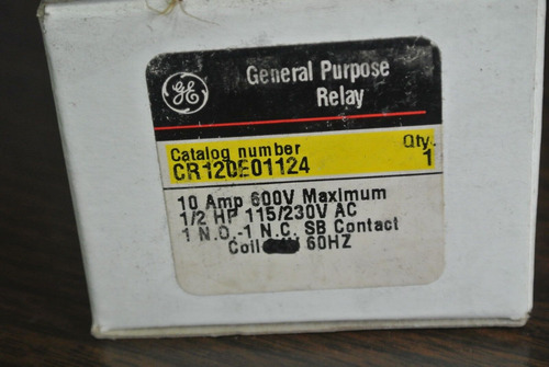 Ge Cr120e01155 General Purpose Relay - 10a, 1/2hp, 115/2 Jjm