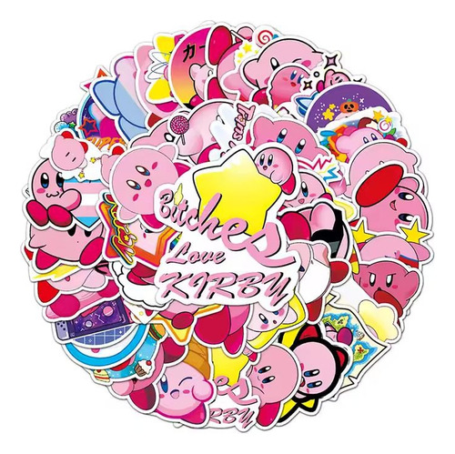 Kirby Mario Bros 50 Stickers Contra Agua Calcomanías