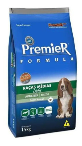 Alimento Premier Super Premium Formula Light para cão adulto de raça média sabor frango em sacola de 15kg