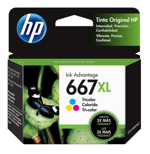 Cartucho De Tinta Original Hp 667xl Tricolor 3ym80al