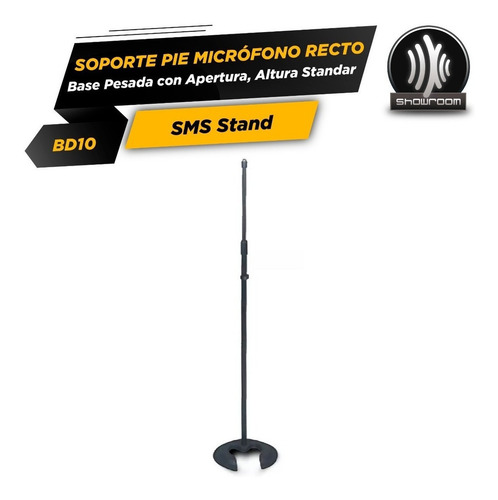 Imagen 3 de 7 de Pie Soporte Recto Microfono Base Pesada Sms Bd10