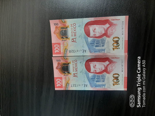 Billete De Cien Pesos De Sor Juana Nùm Consecutivo  Serie A